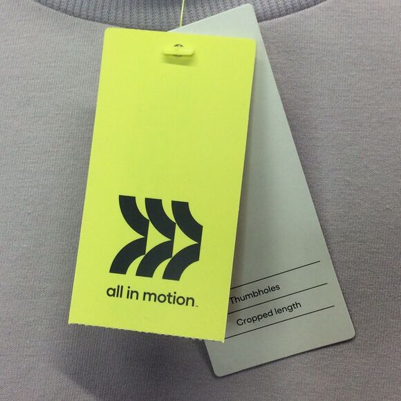 All In Motion French Terry Sweatshirt Sz XXL Lilac Cropped Mock Neck Thumb Holes - Picture 6 of 9